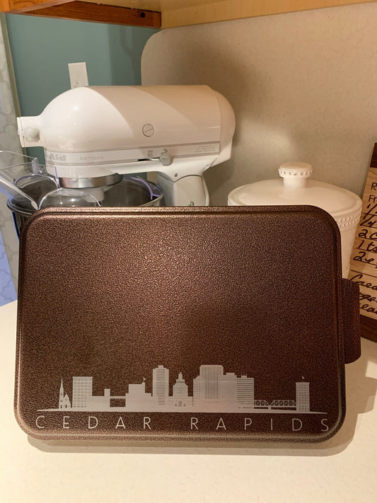 Cedar Rapids Skyline Cake Pan Engraved